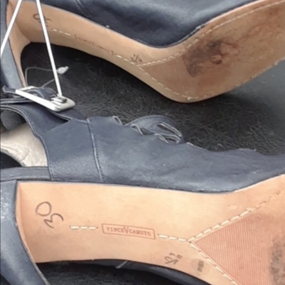 Vince Camuto side 10  Navy blue strappy cage heels side zip bootie like - Picture 4 of 11